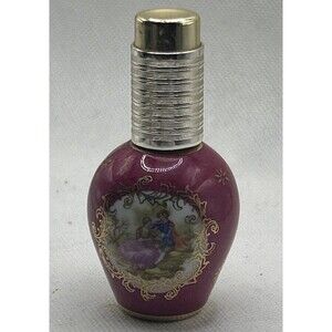 Limoges France Perfume Atomizer - Gold & Burgundy - Empty Bottle - Vintage 3x1